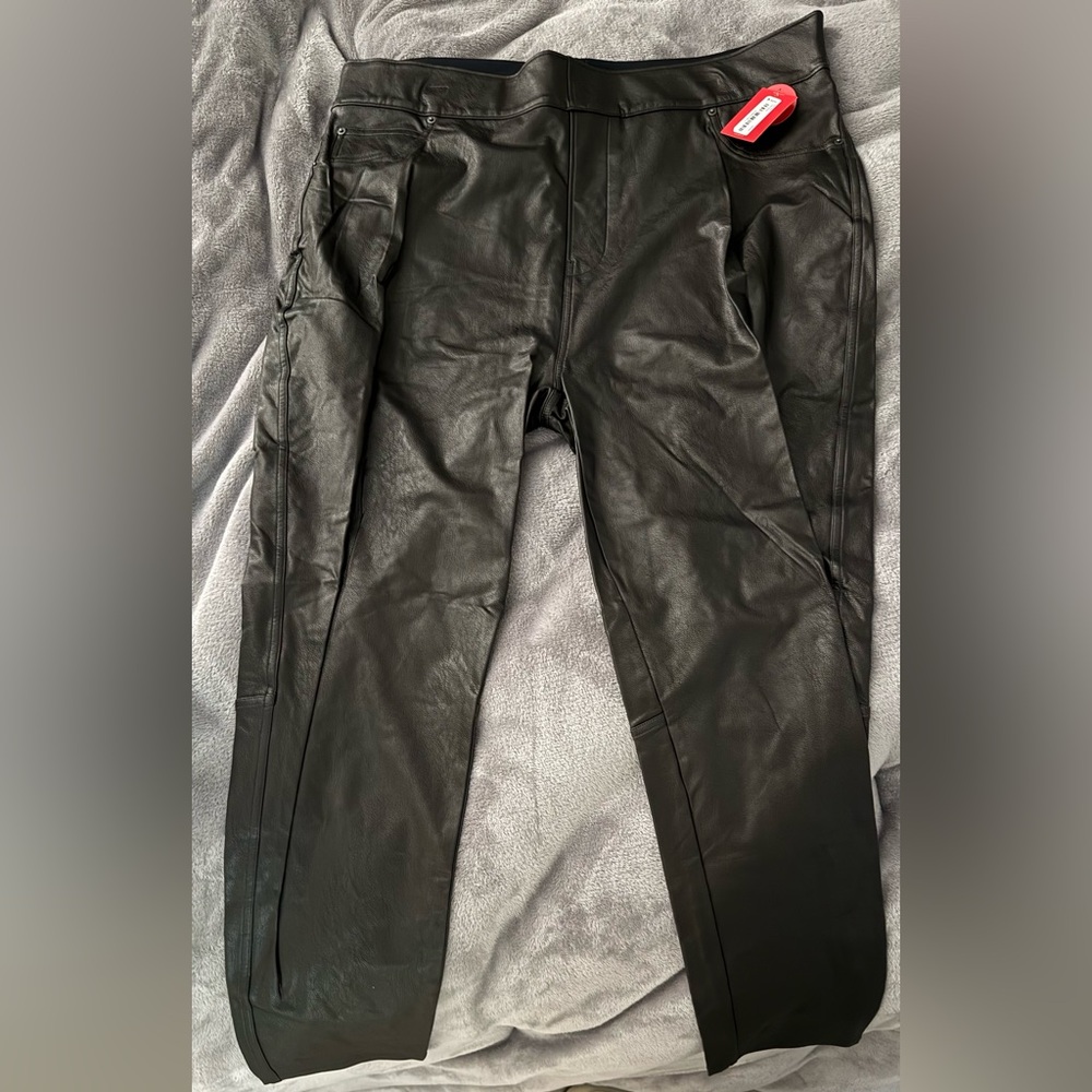 SPANX Women's Black Faux Leather Skinny Pants